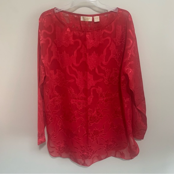 Victoria Secret Vintage Semi Sheer Floral Long Sleeve Blouse - Picture 5 of 13